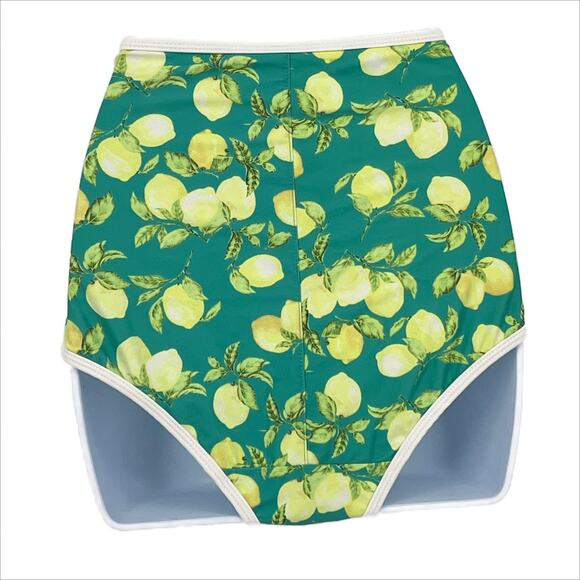 Swimsuit High Waist Bikini Bottom in Lemon Print in Green and Yellow Size Small - Picture 2 of 5